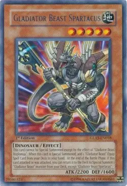 Yu-Gi-Oh Card - GLAS-EN018 - GLADIATOR BEAST SPARTACUS (rare) [1st Edition] NM/M - Image 1