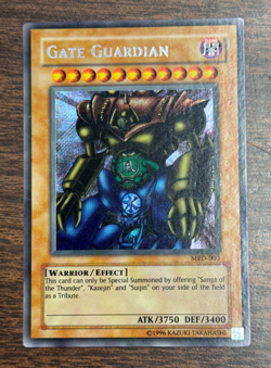 Yu-Gi-Oh Card - MRD-000 - GATE GUARDIAN (secret rare holo) *Played* - Image 1
