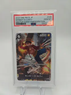 PSA 10 GEM MINT Japanese ONE PIECE 2023 MONKEY D. LUFFY P-035 PROMO MEET EVENT - Image 1