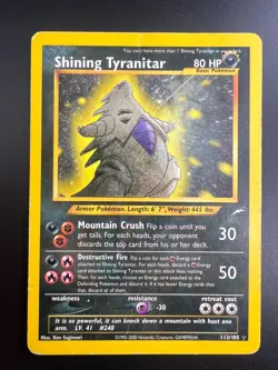 Shining Tyranitar - 113/105 - Pokemon Neo Destiny Unlimited Holo Rare Card MP - Image 1