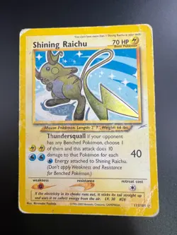 Shining Raichu - 111/105 - Pokemon Neo Destiny Unlimited Holo Rare Card WOTC HP - Image 1