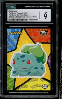 CGC 9 MINT Pokemon Bulbasaur Topps First Movie Sticker Puzzle Card Second Print - Image 1