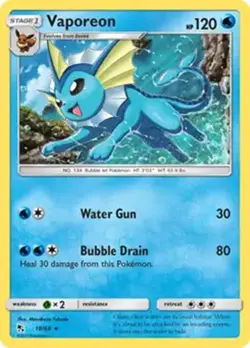Vaporeon - 18/68 - Pokemon Hidden Fates Sun & Moon Holo Rare Card NM - Image 1