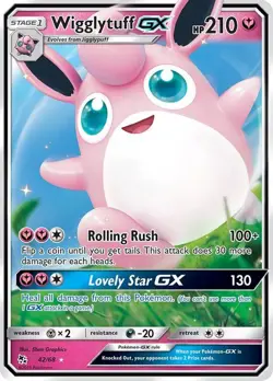 Wigglytuff GX - 42/68 - Pokemon Hidden Fates Sun & Moon Ultra Rare Card MP - Image 1