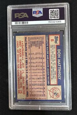 1984 Topps Don Mattingly Autograph Rookie PSA 7 10 Auto “Donnie Baseball” (RC) - Image 2