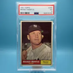 1961 Topps #300 Mickey Mantle PSA 3 VG Gorgeous Centering - Image 1