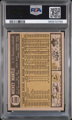 1961 Topps #300 Mickey Mantle PSA 3 VG Gorgeous Centering - Image 4