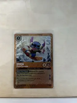 Disney Lorcana Stitch Carefree Snowboarder 42/P3 Glimmer Foil Promo - Image 1