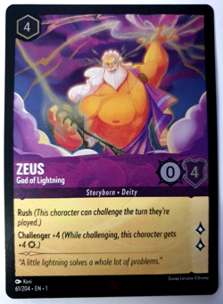 Disney Lorcana The First Chapter - Zeus God of Lightning - FOIL Rare - 61 NM - Image 1