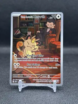 Team Rockets Meowth 203/182 Pokemon TCG Destined Rivals Illustration Rare Card - Image 1