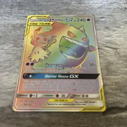 Pokemon TCG Gengar & Mimikyu GX Holo Card 186/181 Sun & Moon Team Up Secret Rare - Image 4