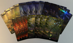 MTG / Set (X4) Unfinity Borderless Basic Lands / FOIL & GALAXY FOIL / NM - Image 1