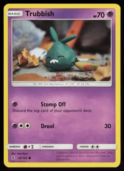 Trubbish 50/145 SM - Guardians Rising Yuka Morii Art Pokemon TCG Card - Image 1