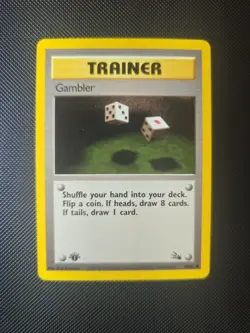 Pokemon Fossil 1st Edition Gambler Card 60/62 Regular Finish LP-NM - Image 1