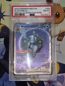 Pokemon Mew 2023 en Blastoise EX Special Illustration Rare Card 200/165 PSA 8 - Image 1