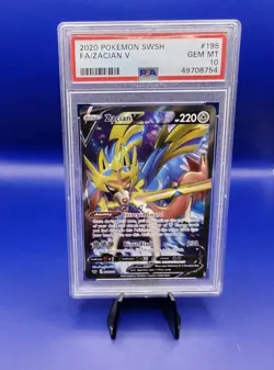 Zacian V 195/202 Sword & Shield Base Set Pokemon Card TCG 2020 Graded PSA 10 - Image 1