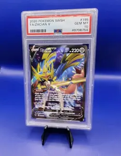 Zacian V 195/202 Sword & Shield Base Set Pokemon Card TCG 2020 Graded PSA 10 - Image 2