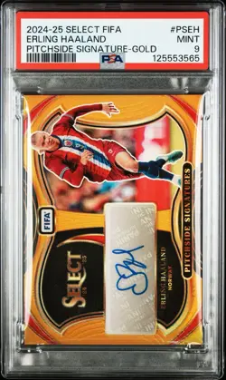 Erling Haaland 2024/25 Panini Select Auto Gold /10 PSA 9 - Image 2