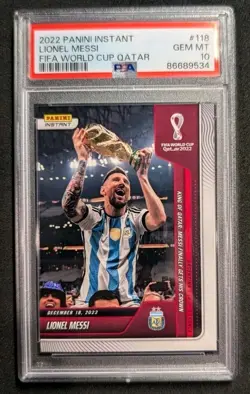 Lionel Messi 2022 Panini Instant #118 FIFA World Cup PSA 10 - Image 1