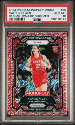 2024 Panini Prizm Monopoly CAITLIN CLARK RED MILLIONAIRE SHIMMER /100 PSA 10 - Image 1