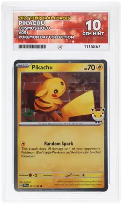 Pikachu Temporal Forces 051/162 Cosmos Holo Pokemon Day Collection 2026 Ace 10 - Image 1