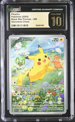 CGC PRISTINE 10 Pikachu SVP088 Adventure Chest HOLO PROMO Pokemon Card - Image 1