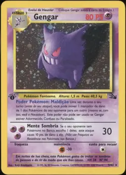 2000 Pokemon PORTUGUESE 1st Edition Fossil Gengar Holo 5/62 EX - Image 1