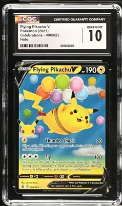 ⚡⚡ CGC 10 Pokemon Flying Pikachu V Celebrations 006/025 - Image 1