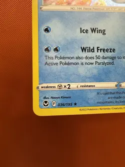 Articuno 036/195 Pokemon TCG Sword & Shield Silver Tempest Rare Cosmos Holo NM - Image 4