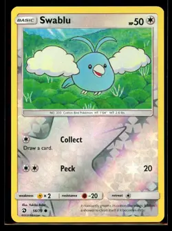 2018 Sun & Moon - Dragon Majesty Swablu #56 Reverse Holo Pokemon Card - Image 1