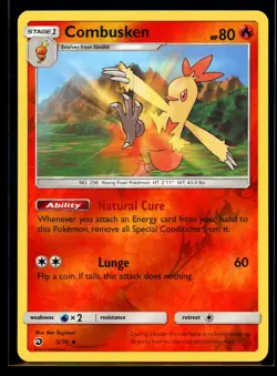 2018 Sun & Moon - Dragon Majesty Combusken #5 Reverse Holo Pokemon Card - Image 1