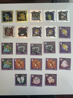 Pokemon 1999 Art box Foil Sticker Lot x 23 Pikachu Squirtle Gold Holofoil - Image 1