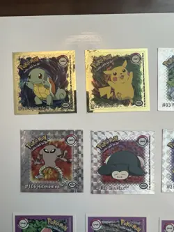 Pokemon 1999 Art box Foil Sticker Lot x 23 Pikachu Squirtle Gold Holofoil - Image 2