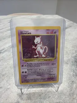 Pokemon TCG Mewtwo Base Set Holo Rare Card 1999 Unlimited, 10/102, Vintage WOTC - Image 1