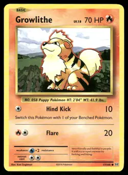 Pokemon Cards Growlithe 17/108 Evolutions Common LP - Image 1