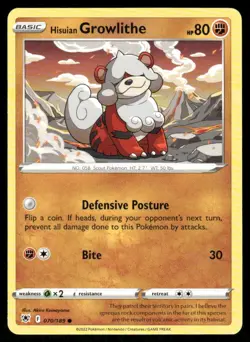 Pokemon Cards Hisuian Growlithe 070/189 Astral Radiance Common LP - Image 1