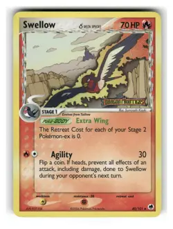 Swellow 40/101 Uncommon Dragon Frontiers Pokemon Reverse Holo Lightly Played - Image 1