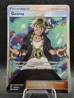 Pokemon Guzma Holo Full Art Ultra Rare TCG Card Burning Shadows 143/147 - Image 1