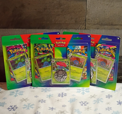 3 Pokemon TCG Mega Evolution Blister 2 Booster Packs + Metallic Coin Oddish - Image 1