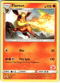 Flareon (#27 Charizard Stamped) SM186 Battle Academy Pokemon NM Fast Ship - Image 1