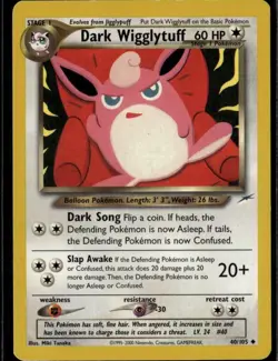 Dark Wigglytuff Uncommon Neo Destiny 040/105 Colorless Unlimited Pokemon Card - Image 1