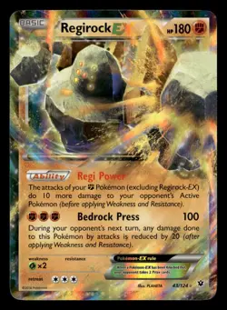 Regirock EX 43/124 EX Rare Holo Fates Collide Pokemon Card - Image 2