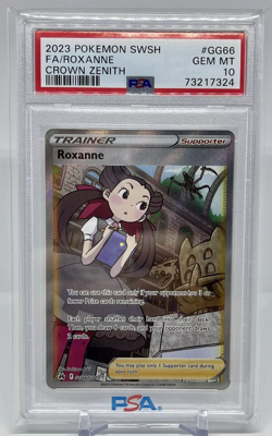 2023 POKEMON SWORD AND SHIELD CROWN ZENITH #GG66 FULL ART/ROXANNE PSA 10 - Image 1