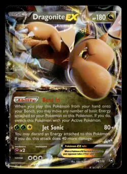 Dragonite EX 74/111 EX Rare Holo Furious Fists Pokemon Card - Image 2