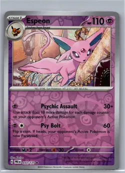 Espeon 033/131 Holo Rare Prismatic Evolutions Pokemon Reverse Holo Near Mint - Image 1