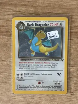 Pokemon Dark Dragonite Holo Rare 5/82 Team Rocket EN Unlimited 70 HP *SWIRL* - Image 1
