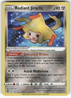 Radiant Jirachi 120/195 Radiant Rare Silver Tempest Pokemon Near Mint - Image 1