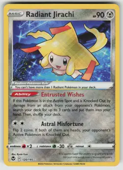 Radiant Jirachi 120/195 Radiant Rare Silver Tempest Pokemon Holo Near Mint - Image 1