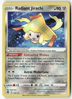 Radiant Jirachi 120/195 Radiant Rare Silver Tempest Pokemon Holo Near Mint - Image 1