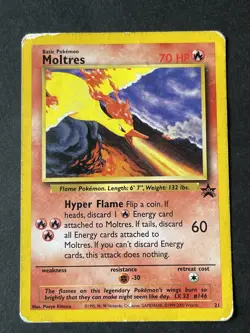 Moltres Black Star Promo 21 Vintage 1999 Pokemon TCG Card WOTC - Image 1